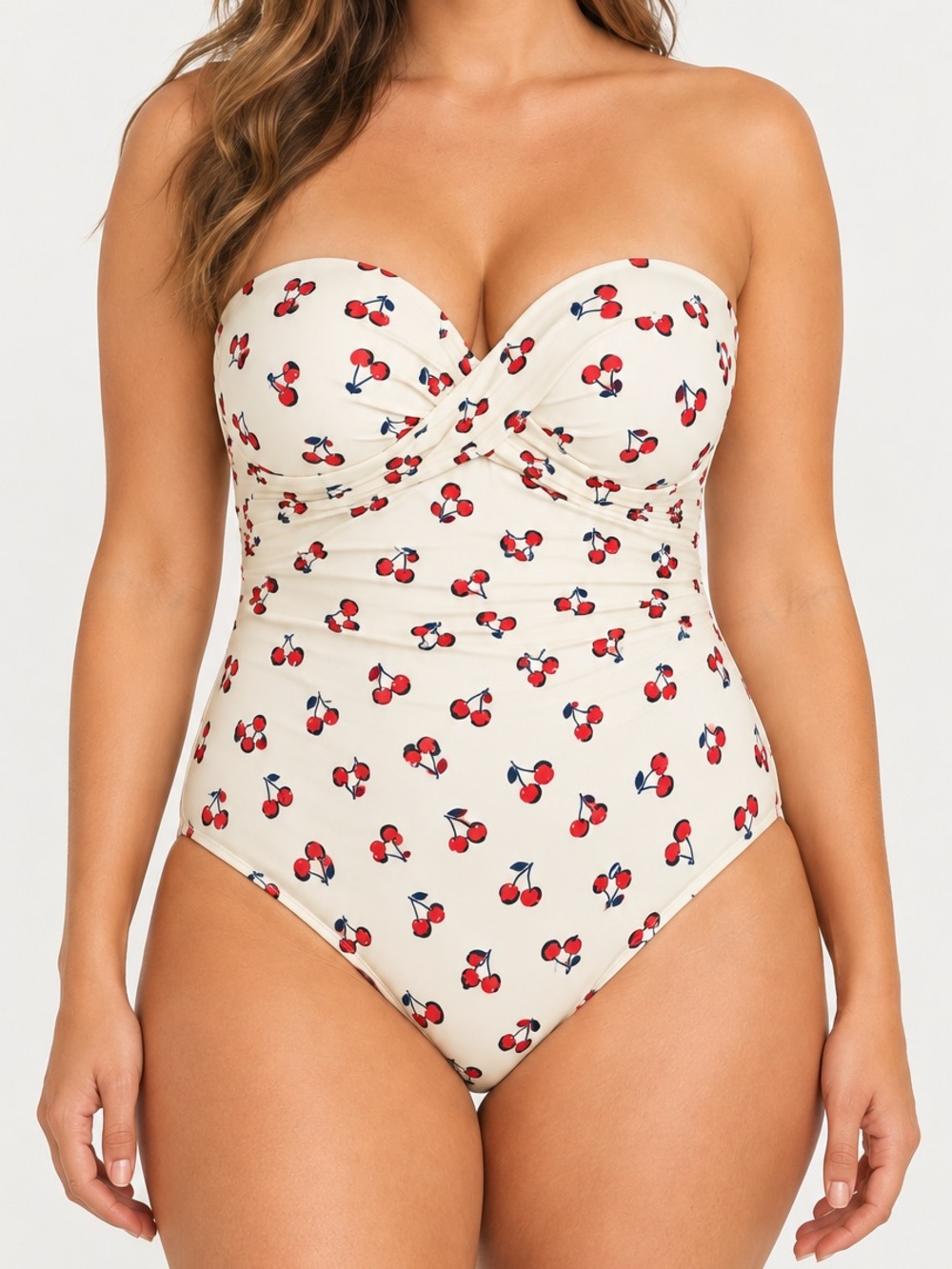 Kate Spade Cherry Toss One Piece Swimsuit XL NWT Bandeau Underwire